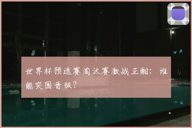 世界杯预选赛淘汰赛激战正酣：谁能突围晋级？